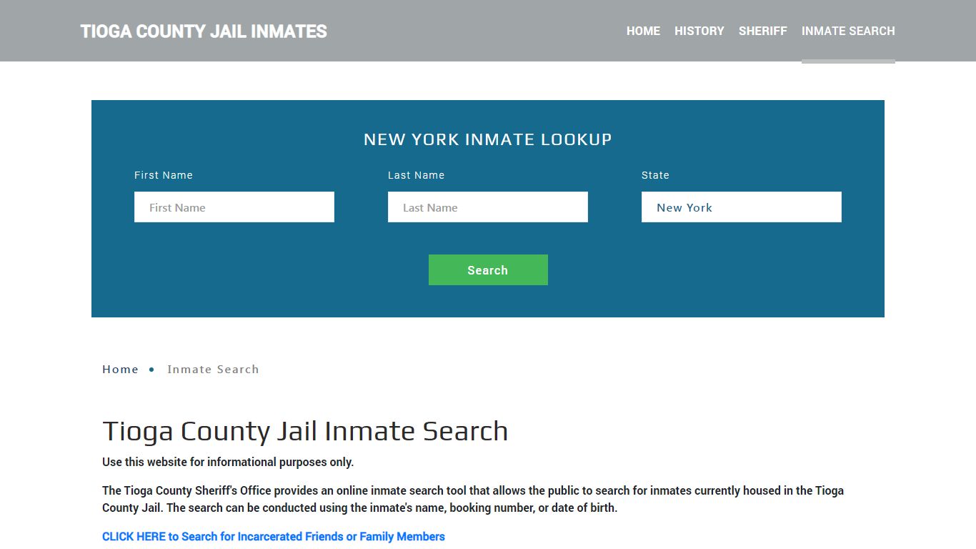 Tioga County, NY Detainee Lookup